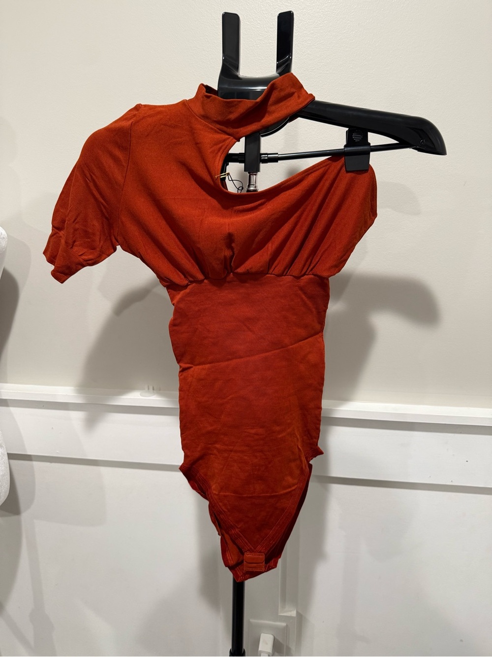 Rust Waist-Slimming One Shoulder Bodysuit